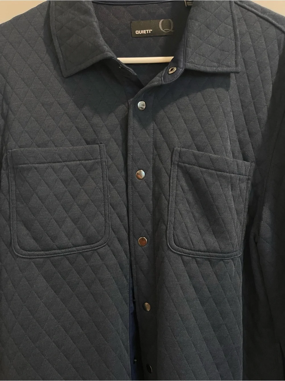 Quilted Navy Lightweight Shirt Jacket by QUIETI